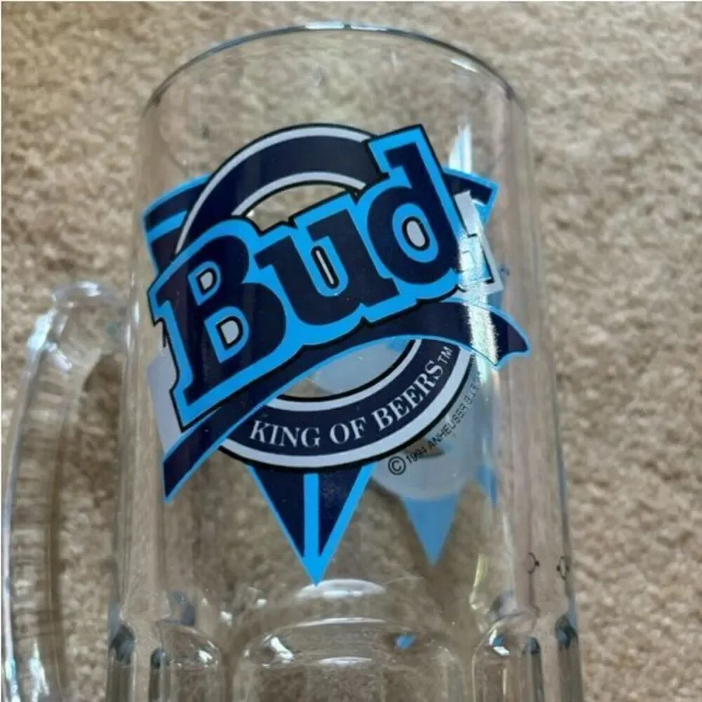 Bud King Of Beers Budweiser Heavy Glass Beer Mug